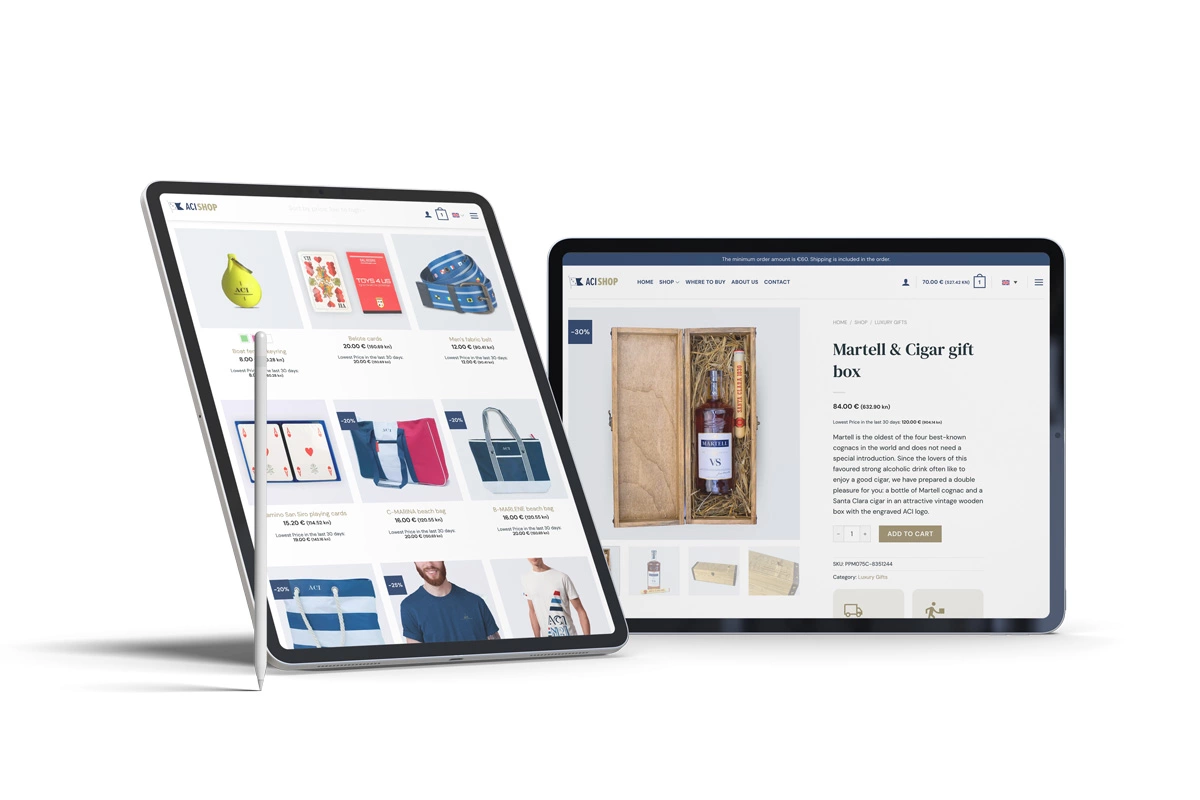 ACI marine webshop tablet preview - MoonSafari
